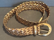 Metallic Bronze Braided Women  s Belt 1 1/4" Boho  80  s Glam Vintage Ribco USA