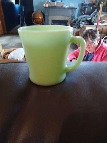 Vintage Fire King Jadeite Jadite Green D Handle Mug Oven Ware Glass Coffee Cup