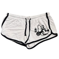 Disney Minnie Mouse Sleep Shorts White Black Drawstring Women's Lounge Sz 15/17
