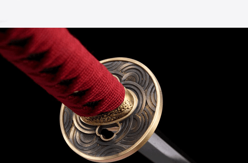 Handmade Japanese Samurai Sword Katana Damascus Steel Red Carved Wood Saya - Picture 9 of 10