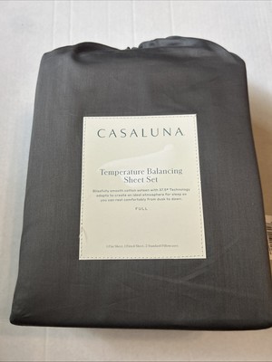 Full 300 Count -Temperature Regulating Solid Sheet Set -Dark Gray -Casaluna