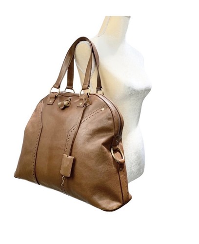 Yves Saint Laurent YSL Rive Gauche Muse Cognac Leather Tote Bag