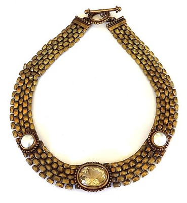 STEPHEN DWECK RUTILATED QUARTZ BRONZE CHOKER NECKLACE