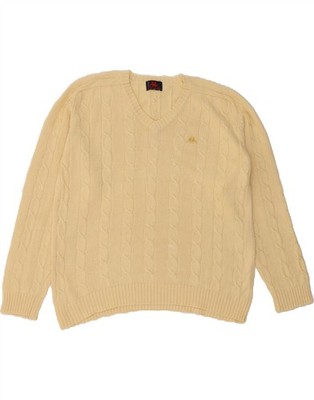 KAPPA Mens V-Neck Jumper Sweater Medium Beige Cotton DF45