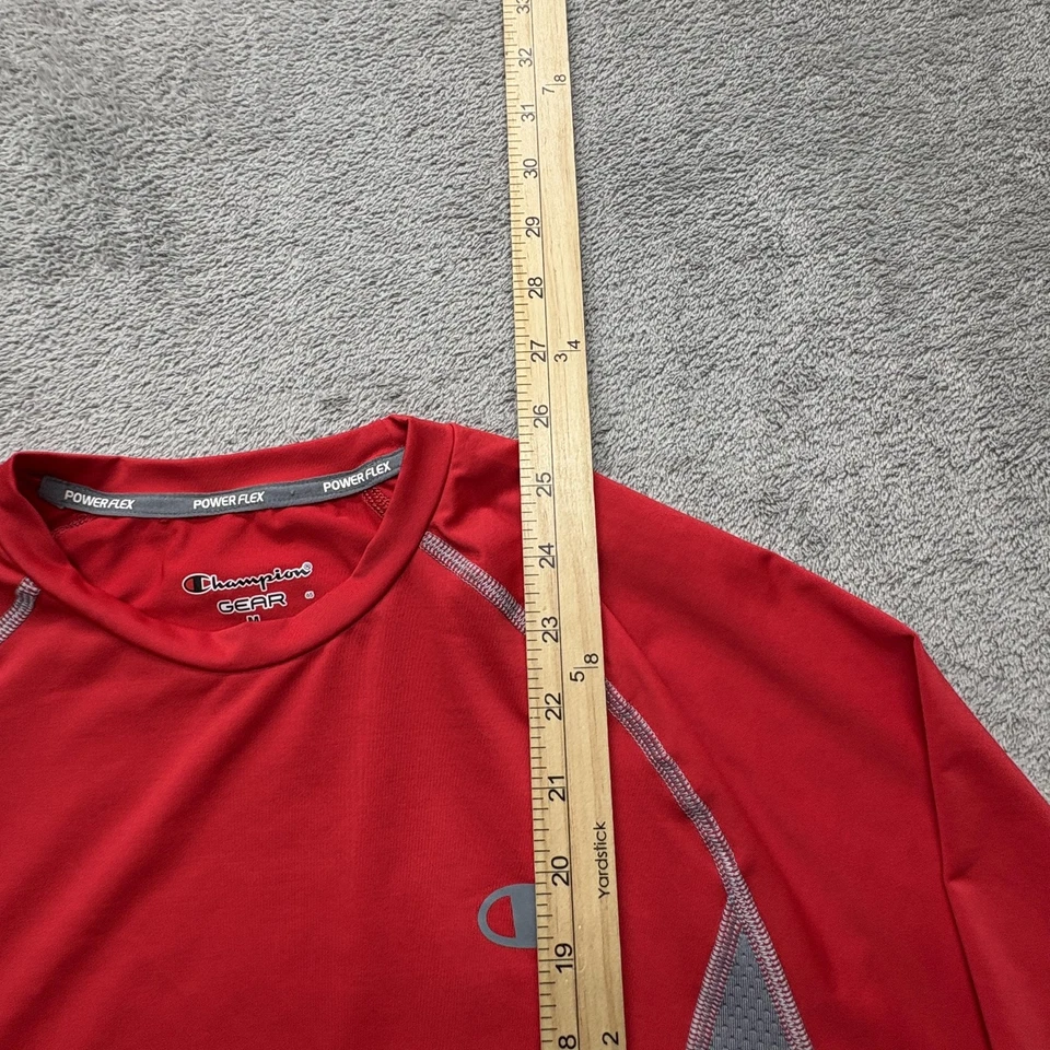 Champion Gear Shirt Mens Medium Red Gray PowerFlex Long Sleeve Athletic Training - Image 3 of 4