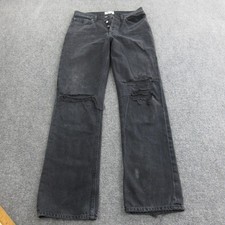 AGOLDE Jeans Womens 26 Black Lana High Rise Straight Ripped Distressed