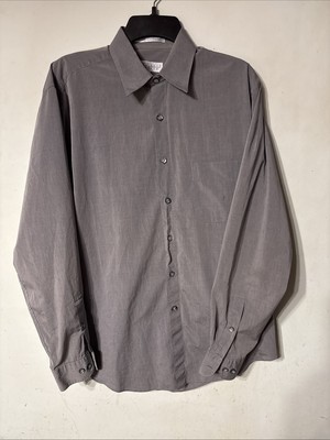 Perry Ellis shirt mens 15 1/2 34-35 button up long sleeve non iron stretch gray