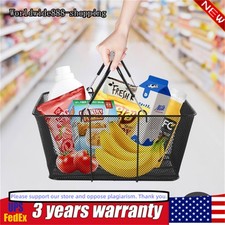 12 PCS Shopping Baskets With Handles Black Metal Shopping Basket Stackable Iron