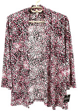 NWT KASPER Women's Polyester Mesh Open Front Jacket Floral Size PL PETITE 79
