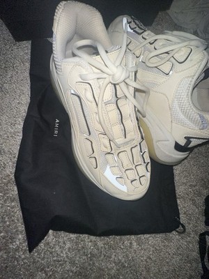 AMIRI Bone Runner Beige White Low Top Sneakers Lace Up Athletic Casual