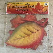 Vintage 1980 Beistle Creation 9pc. 12  Autumn Leaf Cutouts NOS USA