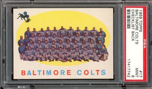 Baltimore Colts [Checklist Back] #17 1959 Topps card