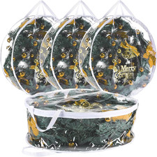 4 PCS Clear Wreath Storage Bag, 24X8 Inch Christmas Wreath Storage Container, He