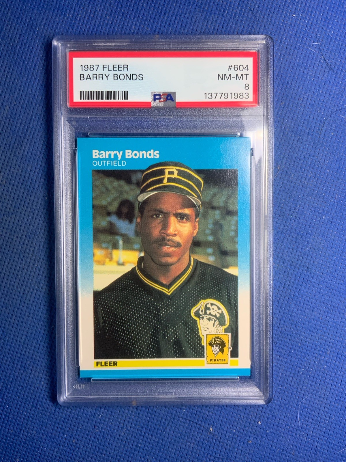 1987 Fleer Barry Bonds #604 Rookie PSA 8 Pirates RC view 3