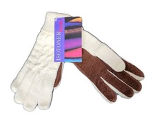 NWT Vtg 1994 Aris Isotoner Knits Womens One Size Ivory/Brown Gloves