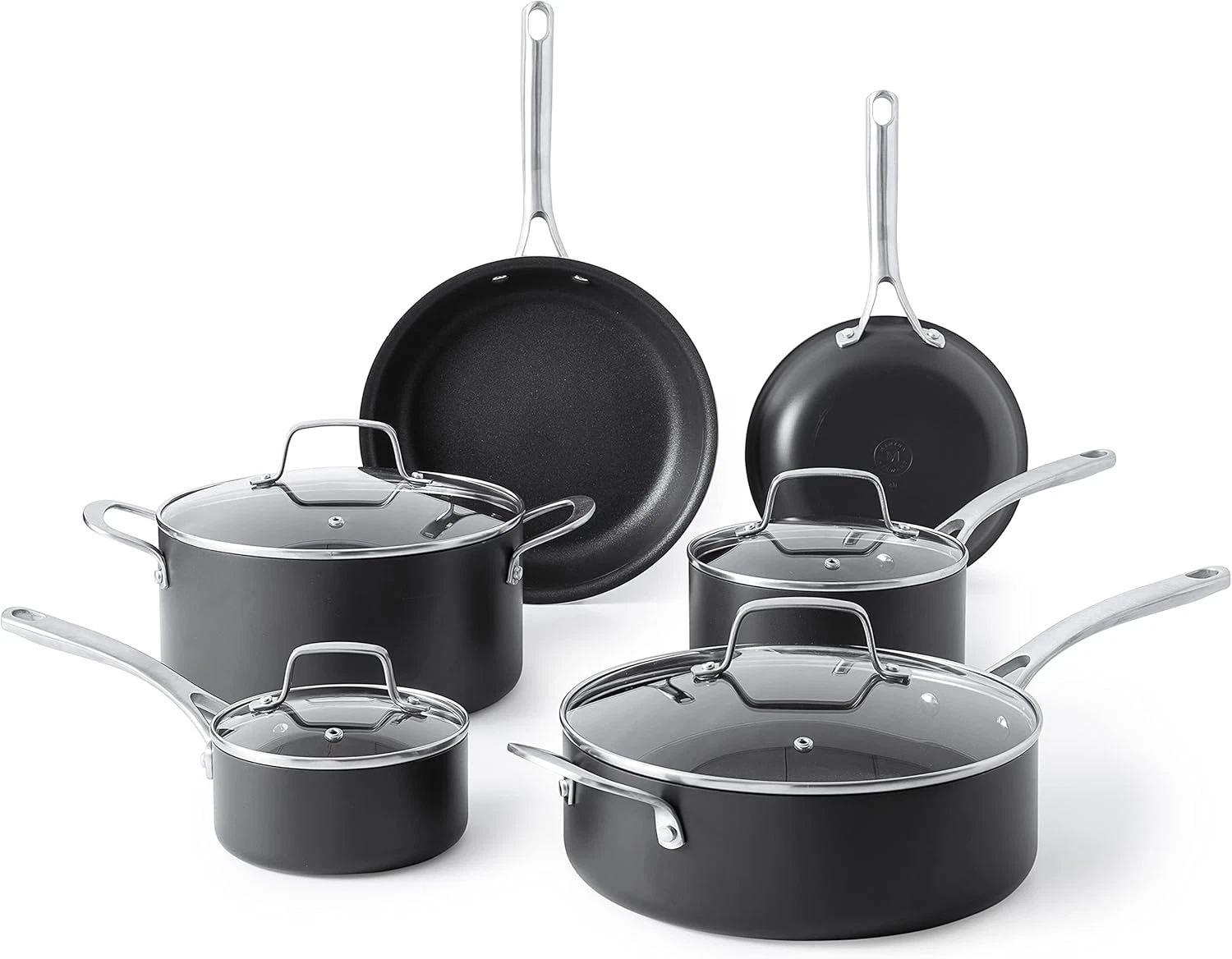 10-Piece Nonstick Hard Anodized Cookware Set - Black