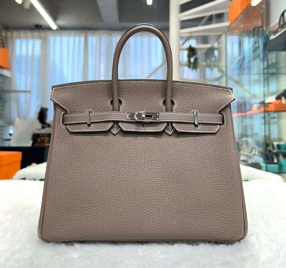 Hermes Birkin 25 Etoupe with Silver Hardware and Engraving J060102 156994385 image 2