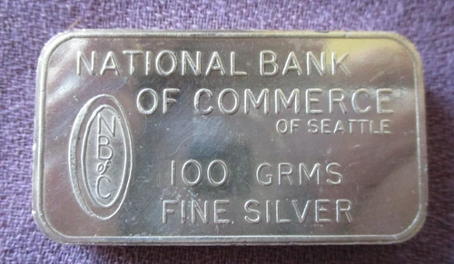 Johnson Matthey London 1,000 Made Bank of Commerce 100 Gram .999 Fine Silver Bar