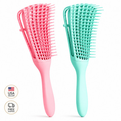 Curly Hair Detangling Brush 2 Pack Wet Dry Painless Tangle Free Hair Comb