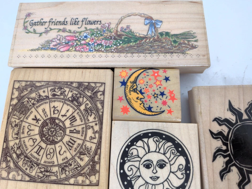 Lote de sellos de goma cara del sol luna estrella celestial nuevo Inkadinkadoo suceder noche Foto 2 de 4
