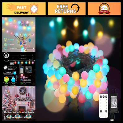 66ft 200 LED Connectable Pastel Easter Globe String Lights with Timer - Indoor/O