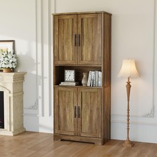 70" Tall Wood Kitchen Pantry Cabinet Storage Cabinet 4 Doors Adjustable Shelves