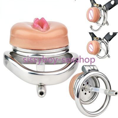 Latest Stainless Steel Male Chastity Device Inverted Cage with Tube Lock Ring