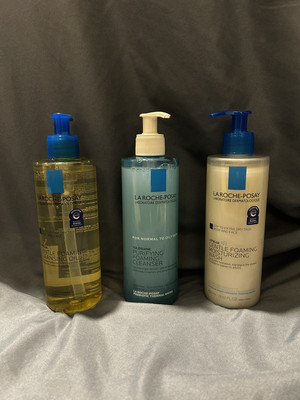 NEW 3 Full Sized La Roche Posay Foaming Face/Body Cleansing Bundle Lot Set 400ml