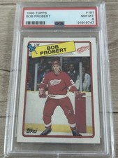 🏒 1988 TOPPS #181 BOB PROBERT RC RED WINGS/ Hawks PSA 8