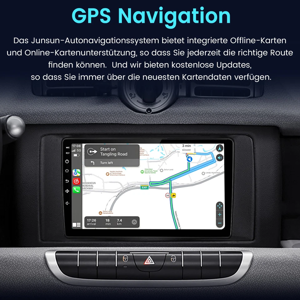 128GB Android 14 Carplay Autoradio Navi GPS Für Smart Fortwo 451 2011-2015 SWC - Bild 4 von 4