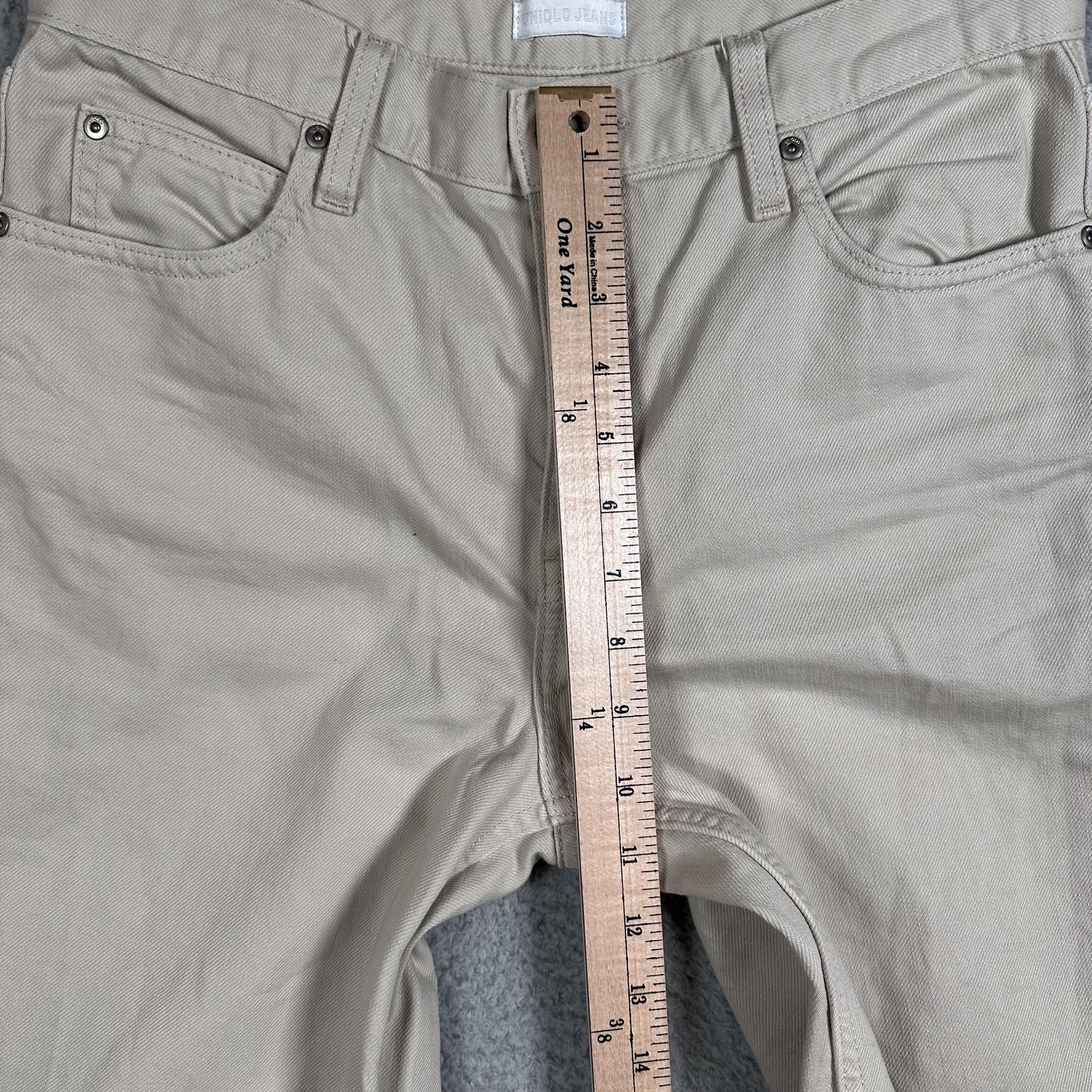 Uniqlo Jeans Womens 25x31 Beige Straight Leg 100% Cotton Casual Pants Zipper Fly thumbnail 5