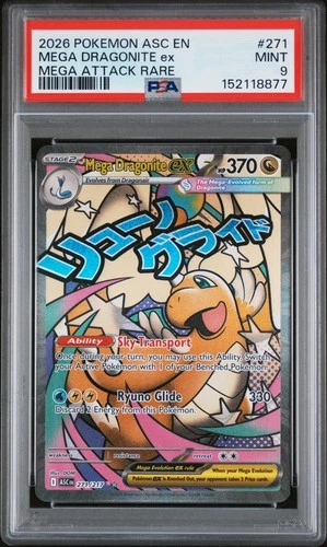 2026 POKEMON ASC EN-ASCENDED HEROES MEGA ATTACK RARE MEGA DRAGONITE EX PSA 9