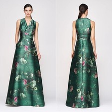 Kay Unger Rosalind Gown Green Floral Maxi Dress Formal Evening Dress Size 16 New