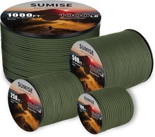Paracord Rope 1000lb, 5/32 in 4mm , 12 Strand Parachute Cord, 100FT, Army Green