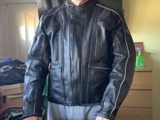 DYNAMIC Mens Leather Motorbike Motorcycle Jacket Size UK XXL Chest   C48”