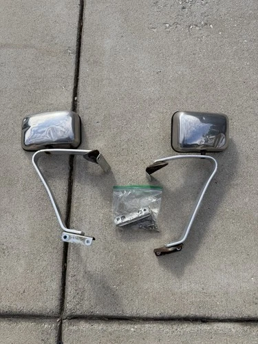 1980-1997 Ford F150 F250 F350 Bronco Chrome LH RH Side View Mirrors PAIR OEM