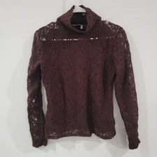 Vintage Nicole Miller Womens Lace Floral Top Small Chocolate Brown Forest Fairy 