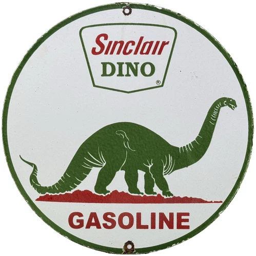 VINTAGE SINCLAIR GASOLINE PORCELAIN SIGN DEALERSHIP GAS STATION DINO MOTOR OIL