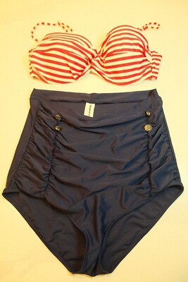 Cocoship Red, White, and Blue 3XL Women's Bathing Suit