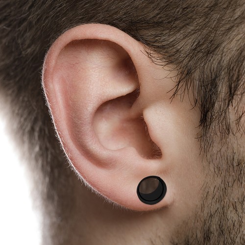 Pair of Surgical Steel PVD Black Double Flare Ear Tunnels Earlets Gauges Plugs - Picture 15 of 108