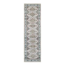 2'7"x9'9" Ivory All Wool Rosettes Border Runner Hand Knotted Oriental Rug R65574