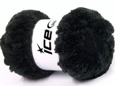 Black Panda Fuzzy Plush Yarn 100 Gram, 87 Yards Ice 58809 Short Eyelash
