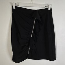 New Bardot Womens Black Gia Ruffle Front Zip Stretch Skirt Size 10 NWT SSi13BD2