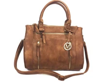 Zzfab Multi Zippers Locking Faux Leather Concealed Carry Gun Purse Brown