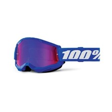 MASCHERA 100% STRATA 2 BLUE LENTE A SPECCHIO ROSSA BLUE OCCHIALI MOTO OFF ROAD