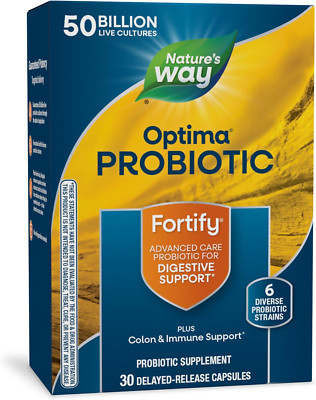 Nature's Way Fortify Optima Daily Probiotic, Digestive Immune Colon, 30 Capsules