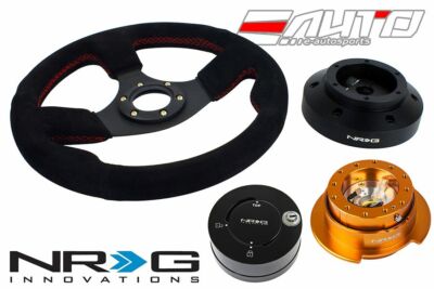 NRG 320mm Race Suede Red St Steering Wheel + 101H Hub Gen2.5 RG Release Lock LB