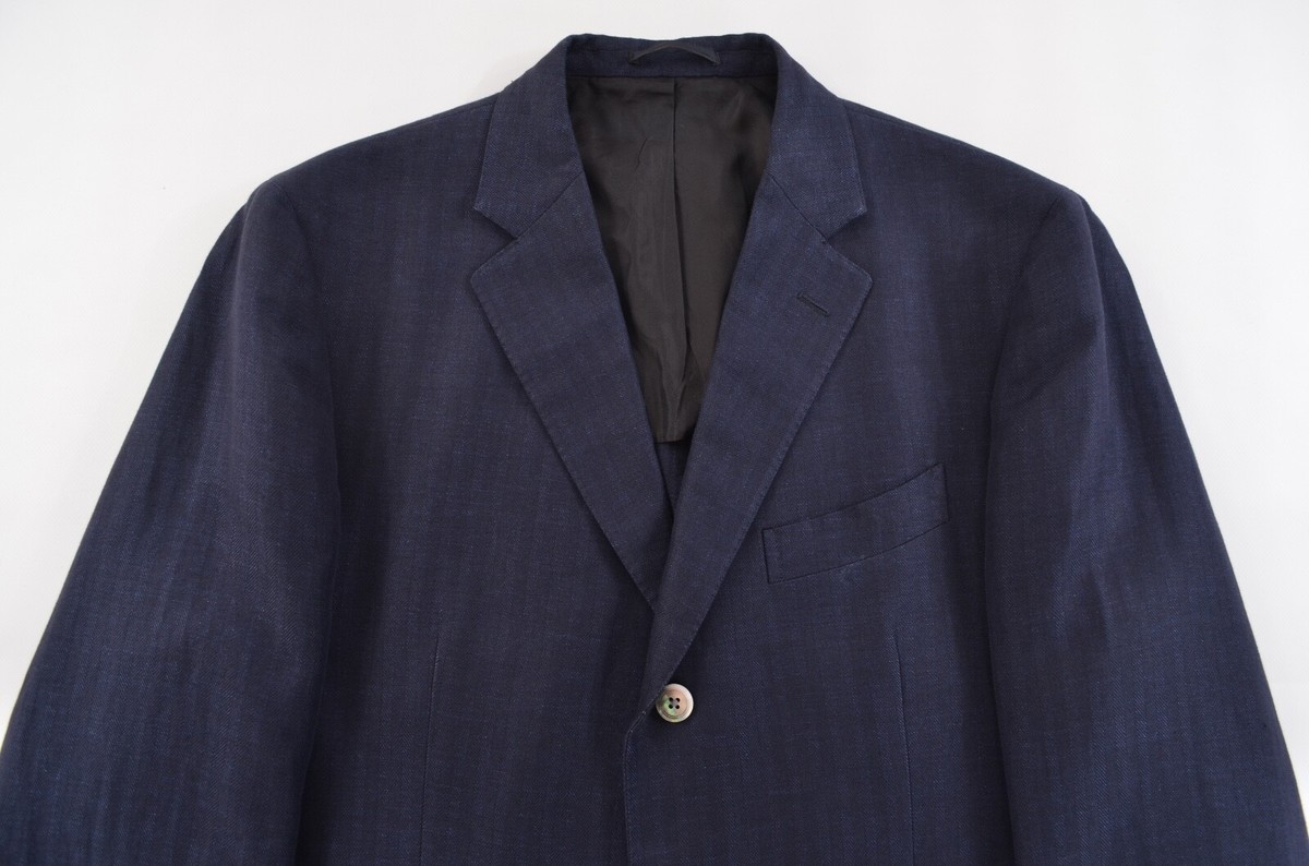 Burnett Boglioli Style Blue Herringbone Sport Coat Blazer Jacket
