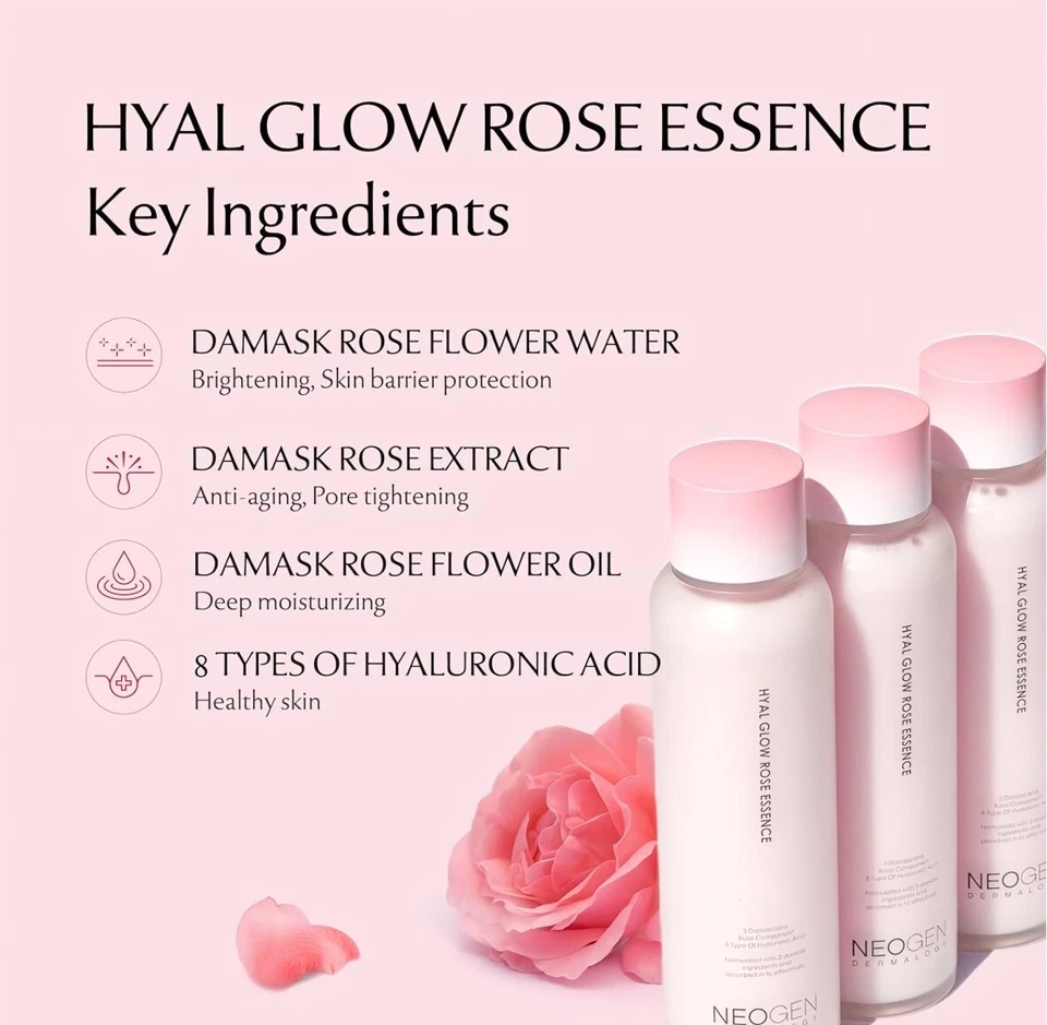 DERMALOGY por NEOGEN Esencia Rosa Brillante Hidratante con 74% Agua de Rosas Damasco Foto 3 de 4