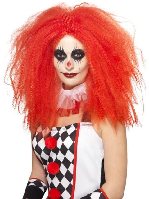 Microprocesador corona fecha Rojo peluca de payaso disfraz Halloween para dama largo adulto terror  Smiffys | Compra online en eBay